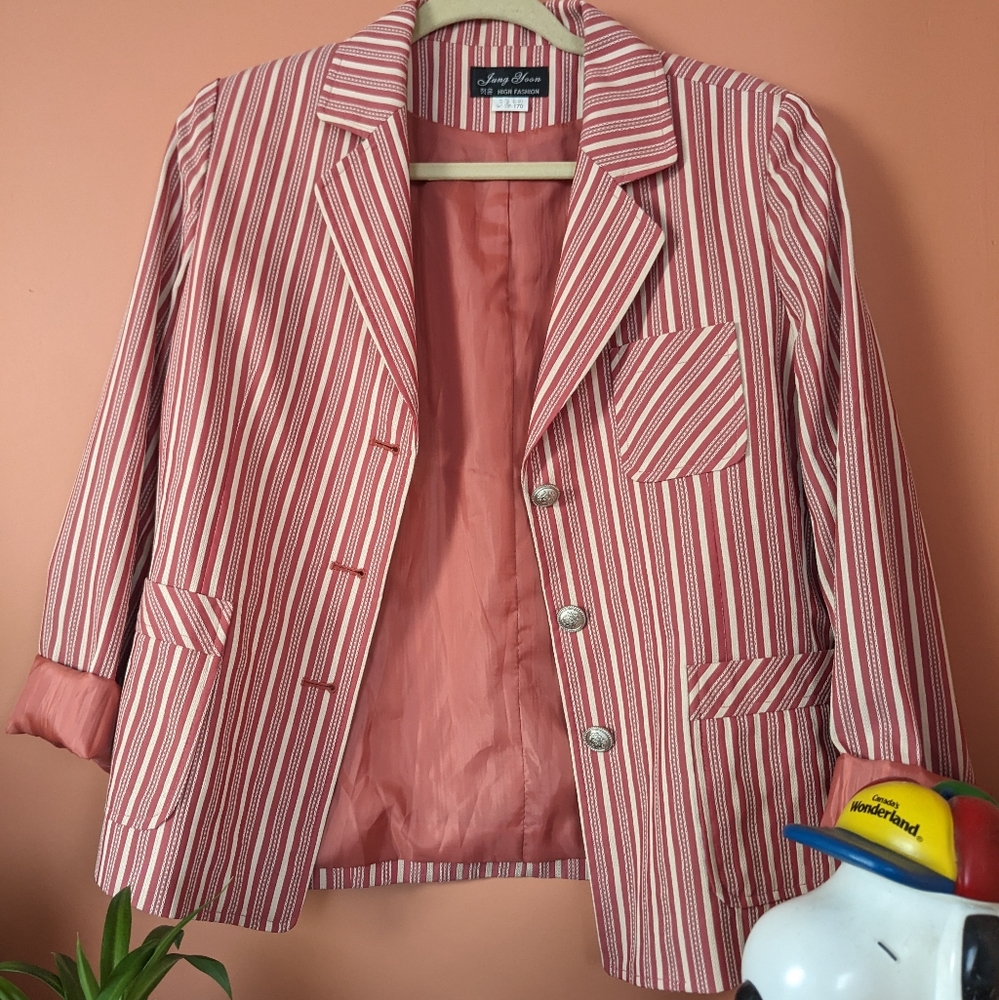 VINTAGE striped pink blazer